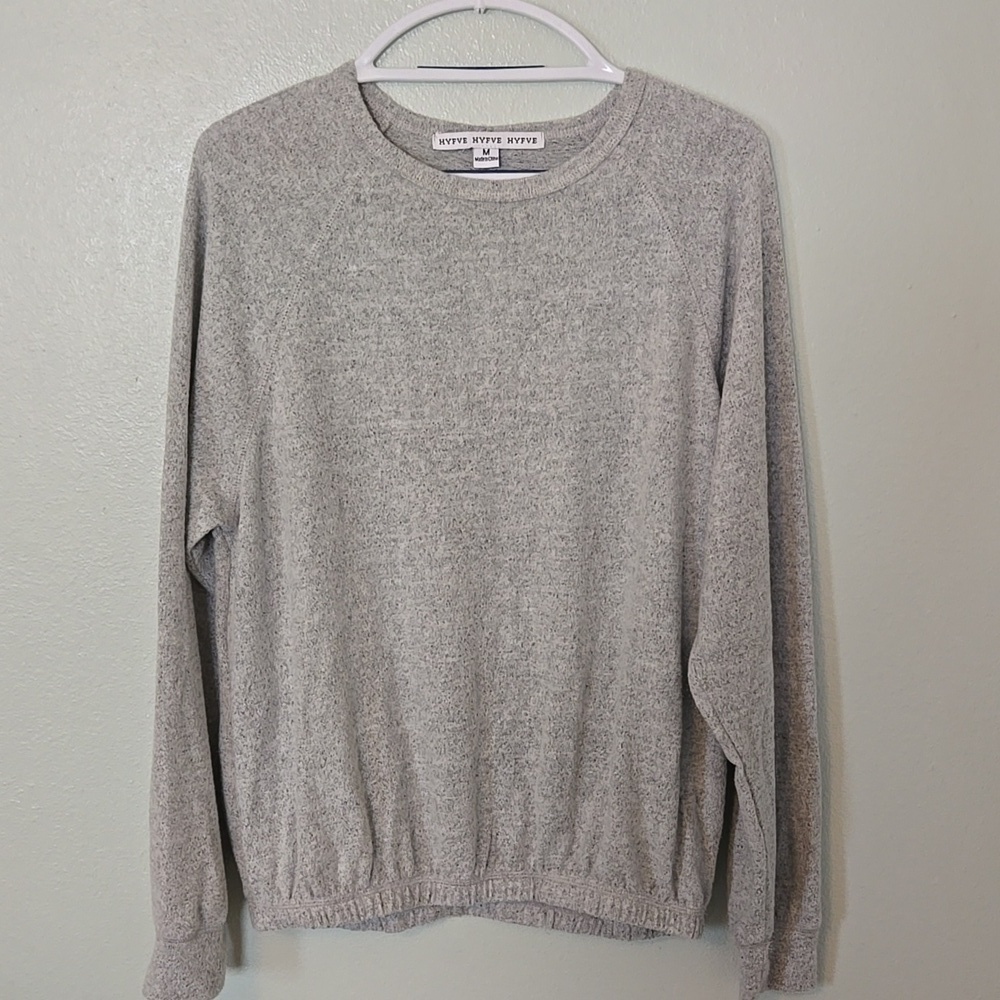 Hyfve | Soft Gray Elastic Hem Sweater Size Medium